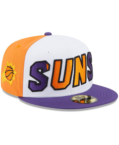 New Era Men's  White, Purple Phoenix Suns Back Half 9fifty Fitted Hat In White,purple