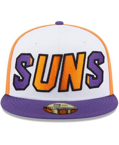 New Era Men's  White, Purple Phoenix Suns Back Half 9fifty Fitted Hat In White,purple