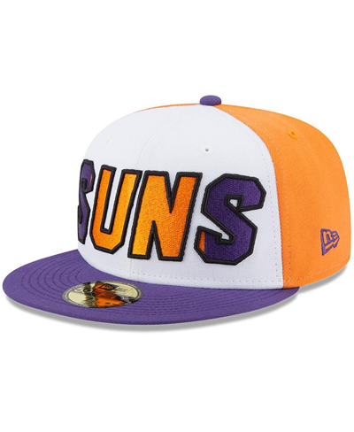 New Era Men's  White, Purple Phoenix Suns Back Half 9fifty Fitted Hat In White,purple