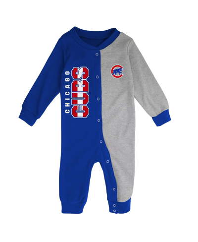 Outerstuff Infant Boys And Girls Royal, Heather Gray Chicago Cubs Halftime Sleeper In Royal,heather Gray