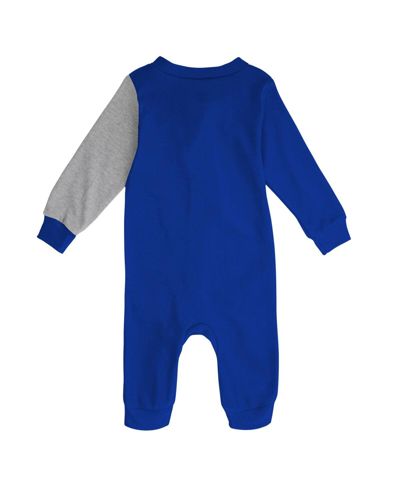 Outerstuff Infant Boys And Girls Royal, Heather Gray Chicago Cubs Halftime Sleeper In Royal,heather Gray