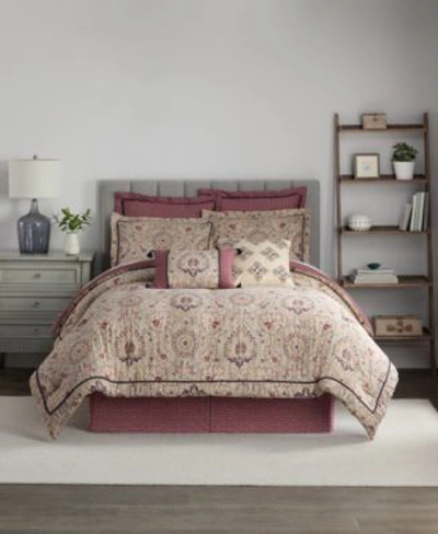 Shop Waverly Castleford Damask Cotton Comforter Sets In Jewel