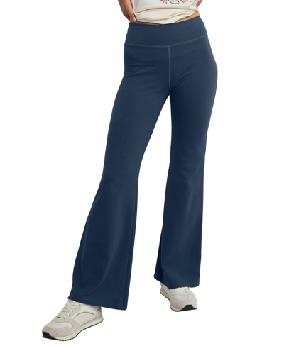 Shop Hanes Women's Originals Stretch Jersey Flare Leg Pants In Trekking Gray