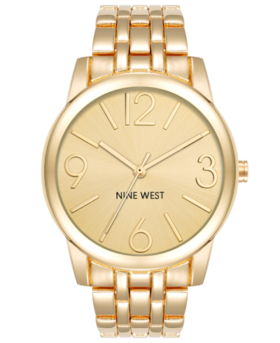 Nine West Women's Quartz Gold-tone Alloy Link Bracelet Watch, 39mm In Gold-tone