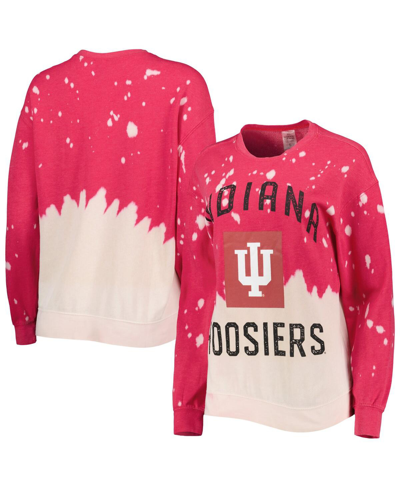 Shop Gameday Couture Women's  Crimson Indiana Hoosiers Twice As Nice Faded Dip-dye Pullover Sweatshirt