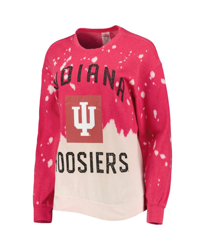 Gameday Couture Crimson Indiana Hoosiers Twice As Nice Faded Dip-dye Pullover Sweatshirt In Crimson
