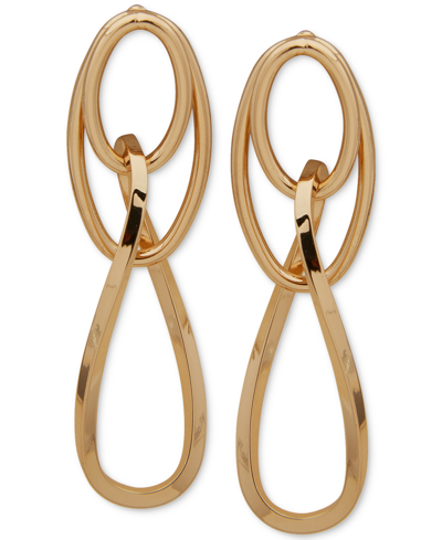 Shop Anne Klein Gold-tone Elongated Doorknocker Drop Earrings