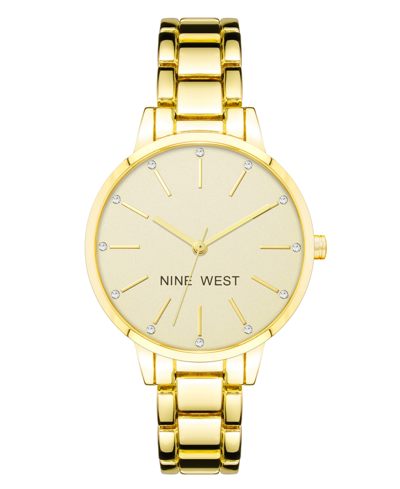 Nine West Women's Quartz Gold-tone Alloy Link Bracelet Watch, 36mm In Gold-tone