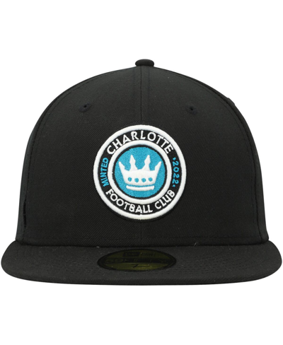 New Era Men's  Black Charlotte Fc Primary Logo 59fifty Fitted Hat In Black