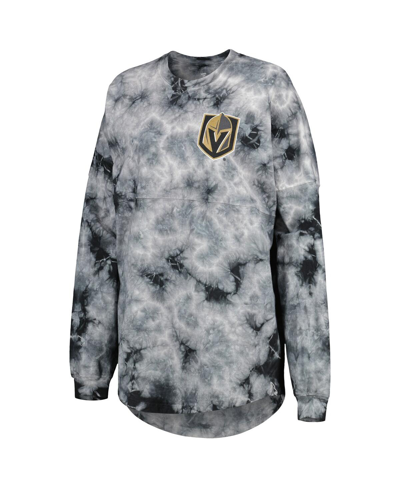 Fanatics Women's  Black Vegas Golden Knights Crystal-dye Long Sleeve T-shirt In Black