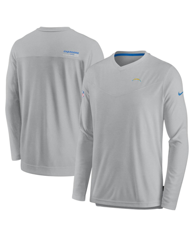 Shop Nike Men's  Gray Los Angeles Chargers 2022 Sideline Coach Chevron Lock Up Performance Long Sleeve T-s