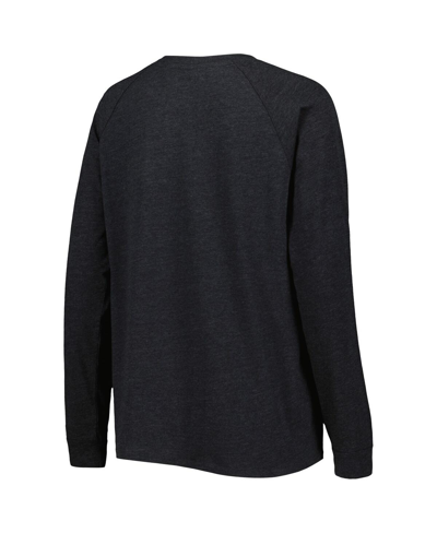 Concepts Sport Women's  Heather Black, Heather Hunter Green Milwaukee Bucks Team Raglan Long Sleeve T In Heather Black,heather Hunter Green