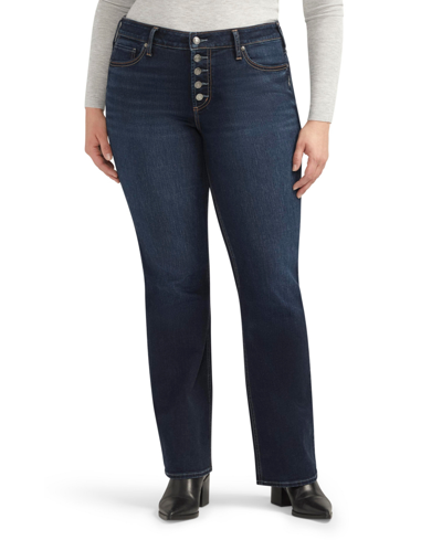 Shop Silver Jeans Co. Plus Size Suki Mid Rise Curvy Fit Slim Bootcut Jeans In Indigo
