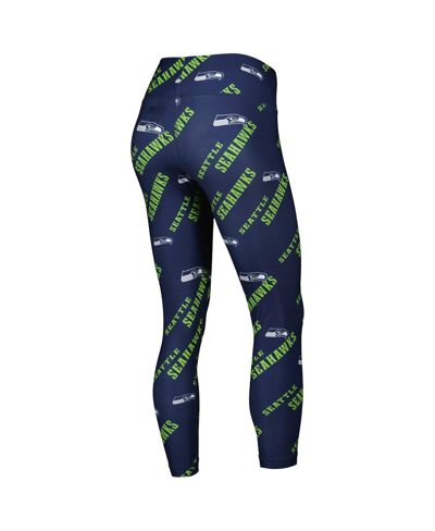 Concepts Sport College Navy Seattle Seahawks Breakthrough Allover Print Leggings In Navy