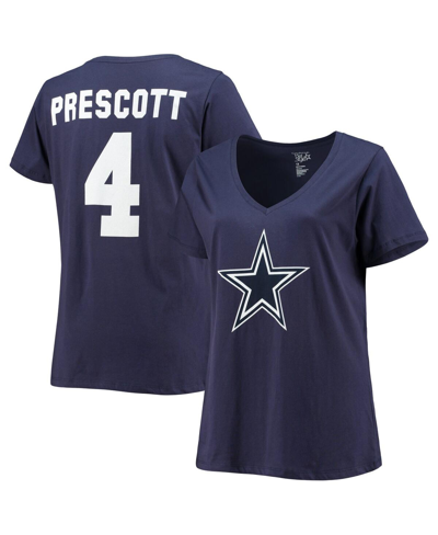 Fanatics Women's  Dak Prescott Navy Dallas Cowboys Player Icon Name And Number V-neck T-shirt In Navy