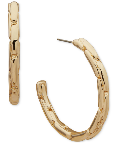 Shop Anne Klein Gold-tone Medium Chain-texture C-hoop Earrings, 1.35"