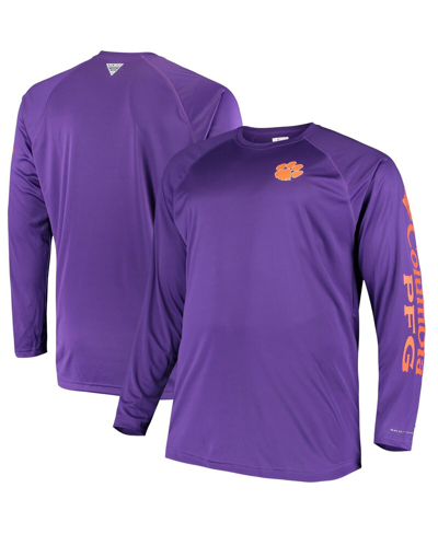 Shop Columbia Men's  Purple Clemson Tigers Big And Tall Terminal Tackle Long Sleeve Omni-shade T-shirt