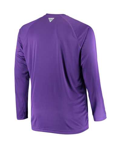 Shop Columbia Men's  Purple Clemson Tigers Big And Tall Terminal Tackle Long Sleeve Omni-shade T-shirt