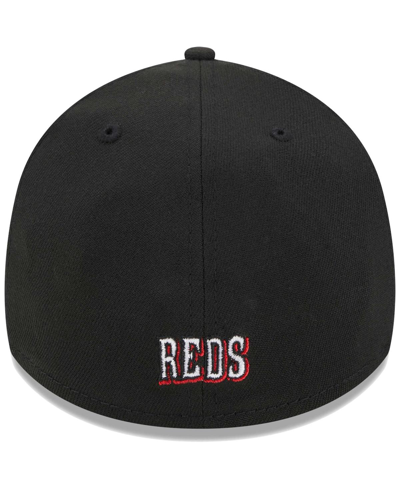 New Era Men's  Black Cincinnati Reds Logo 39thirty Flex Hat In Black