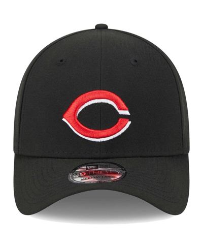 New Era Men's  Black Cincinnati Reds Logo 39thirty Flex Hat In Black