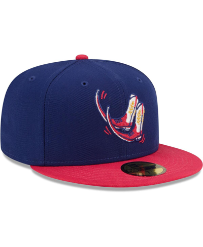 New Era Men's  Navy, Coral Pointy Boots De Amarillo Copa De La Diversion 59fifty Fitted Hat In Navy,coral