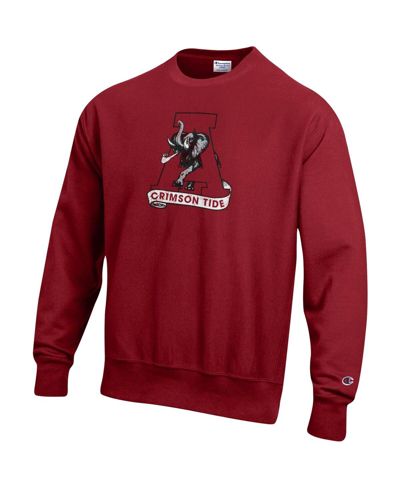 Shop Champion Men's  Crimson Alabama Crimson Tide Vault Logo Reverse Weave Pullover Sweatshirt