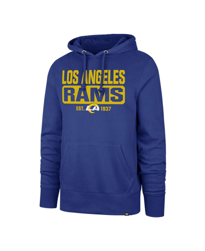 Shop 47 Brand Men's ' Royal Los Angeles Rams Box Out Headline Pullover Hoodie