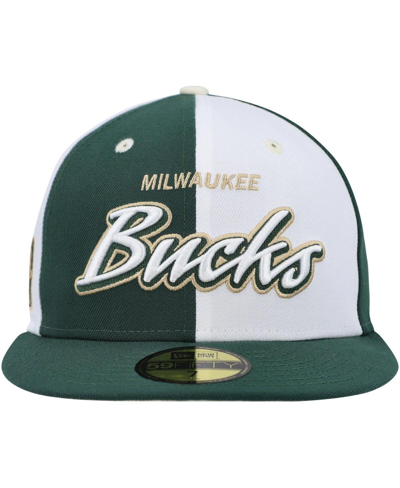 New Era Men's  Hunter Green, White Milwaukee Bucks Griswold 59fifty Fitted Hat In Hunter Green,white