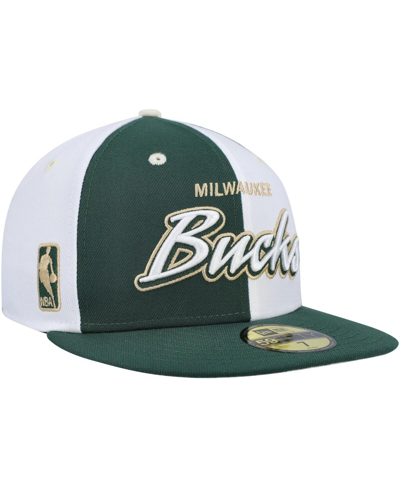 New Era Men's  Hunter Green, White Milwaukee Bucks Griswold 59fifty Fitted Hat In Hunter Green,white