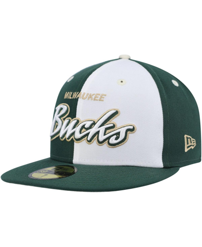 New Era Men's  Hunter Green, White Milwaukee Bucks Griswold 59fifty Fitted Hat In Hunter Green,white