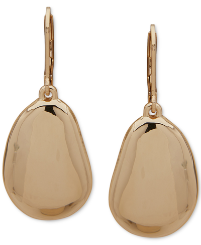 Shop Anne Klein Gold-tone Large Puffy Pebble Drop Earrings