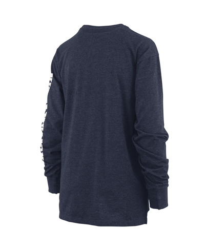Pressbox Heathered Navy Penn State Nittany Lions Two-hit Canyon Long Sleeve T-shirt In Heathered Navy