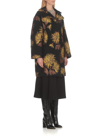 Shop Etro Floral-printed Long-sleeved Coat In Gold