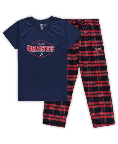 CONCEPTS SPORT WOMEN'S CONCEPTS SPORT NAVY, RED ATLANTA BRAVES PLUS SIZE BADGE SLEEP SET 