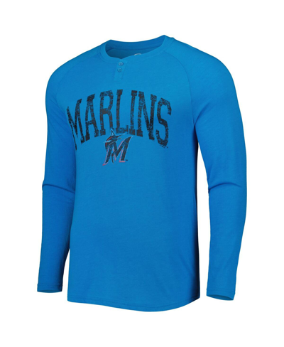 Shop Concepts Sport Men's  Blue Miami Marlins Inertia Raglan Long Sleeve Henley T-shirt