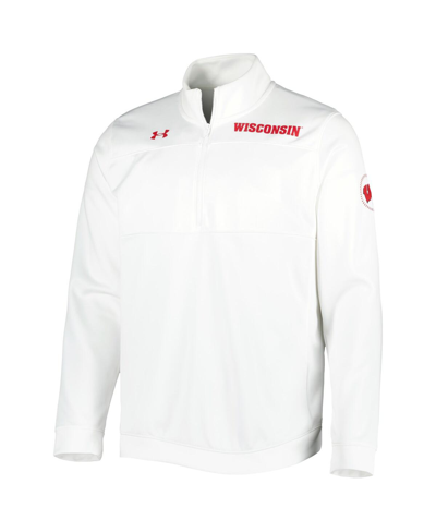 Shop Under Armour Men's  White Wisconsin Badgers Universal Mock Neck Half-zip Jacket