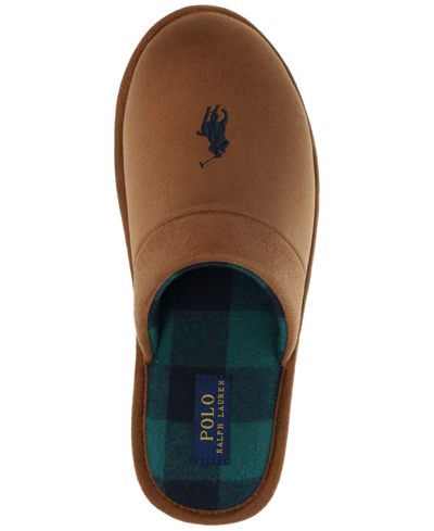 Shop Polo Ralph Lauren Men's Embroidered Scuff Slippers In Snuff
