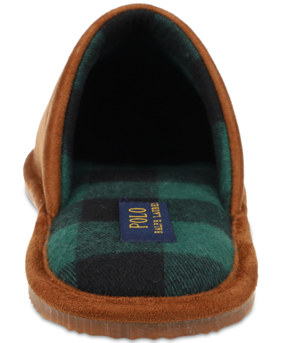 Shop Polo Ralph Lauren Men's Embroidered Scuff Slippers In Snuff