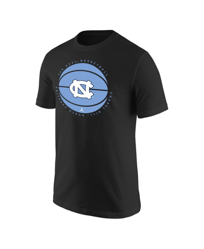 Shop Jordan Men's  Black North Carolina Tar Heels Basketball Logo T-shirt