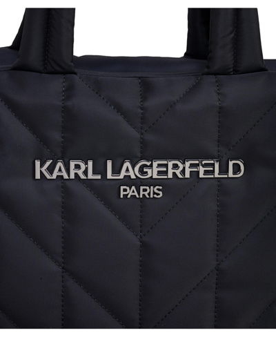 Shop Karl Lagerfeld Voyage Nylon Tote In Black,gunmetal