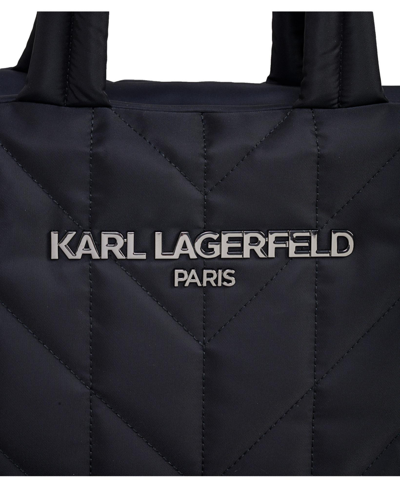 Karl Lagerfeld Voyage Quilted Extra Large Tote In Black,gunmetal