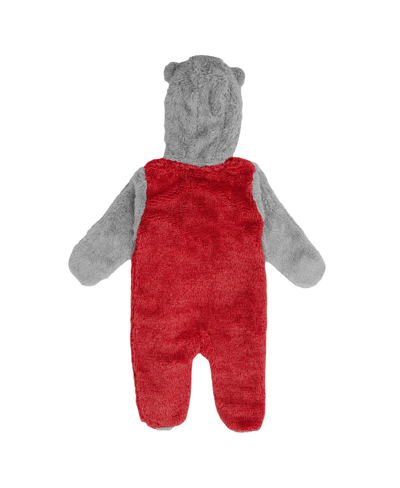 Outerstuff Newborn And Infant Boys And Girls Red, Gray Cincinnati Reds Game Nap Teddy Fleece Bunting Full-zip S In Red,gray