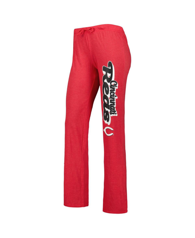 Concepts Sport Heather Red/heather Black Cincinnati Reds Wordmark Meter Muscle Tank Top & Pants Slee In Heather Red,heather Black