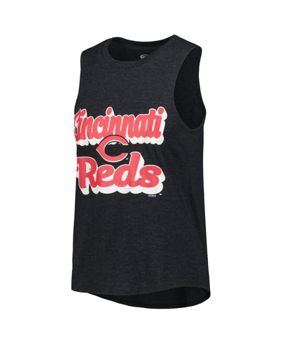 Concepts Sport Heather Red/heather Black Cincinnati Reds Wordmark Meter Muscle Tank Top & Pants Slee In Heather Red,heather Black