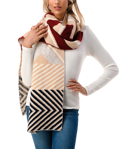 Marcus Adler Women's Ultra Soft Plush Chevron Scarf In Burgundy