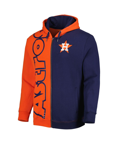 Shop Mitchell & Ness Men's  Orange, Navy Houston Astros Fleece Full-zip Hoodie In Orange,navy