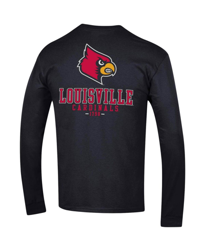 Shop Champion Men's  Black Louisville Cardinals Team Stack Long Sleeve T-shirt