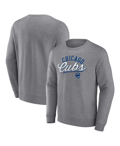 Shop Fanatics Men's  Heather Gray Chicago Cubs Simplicity Pullover Sweatshirt