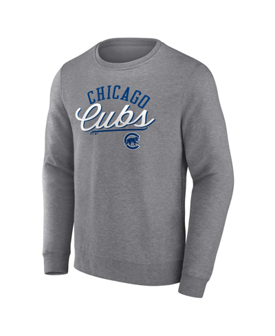 Shop Fanatics Men's  Heather Gray Chicago Cubs Simplicity Pullover Sweatshirt