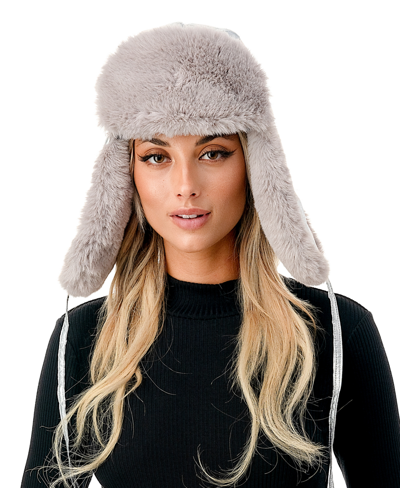 Shop Marcus Adler Women's Metallic Faux Fur Trapper Hat In Silver